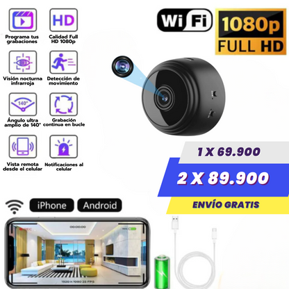 Mini Cámara de Seguridad Full HD 4K UltraVision™ | Con Micrófono Incluido.
